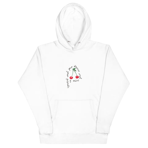 Harry Styles Inspired Hoodie White with Handdrawn Cherry  and Harry Styles Song lyrics