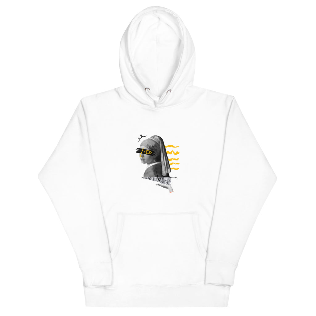  Hoodie Jumper White with Graphic Girl With a Pearl Earring