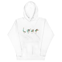 Yogalife Hoodie White with Writing Love and Drawing of Yoga body Positions Imitating Letters and Creating Word Love