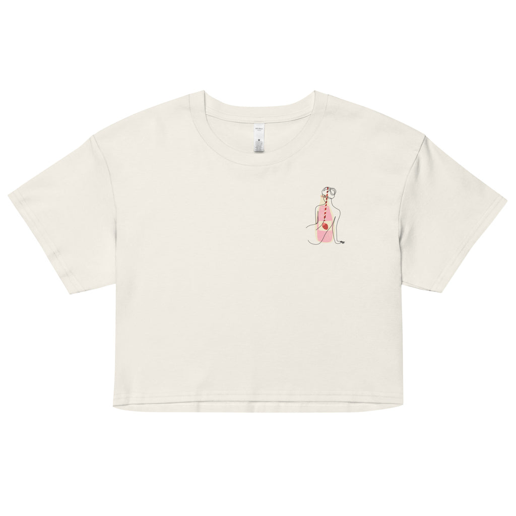 Cozy Fit crop T-Shirt Ecru with Strawberry Milkshake Graphic