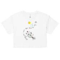 Harry Styles Women’s Crop Top White with Handpainted Love of my Life Song Lyrics and Flowers
