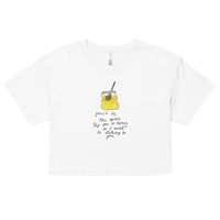 Harry Styles Short Sleeve Crop Top White with Handrawn Daylight Delight Song Lyrics