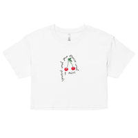 Harry Styles Crop T-Shirt White with Handdrawn Cherry and Harry Styles Song lyrics